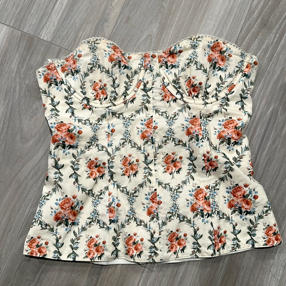 Weworewhat vintage floral strapless corset top
